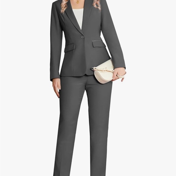 Women's Gray Suit Set by Kelyaa 2 Piece Blazer and Pants Work Suit Sz L - Picture 2 of 10